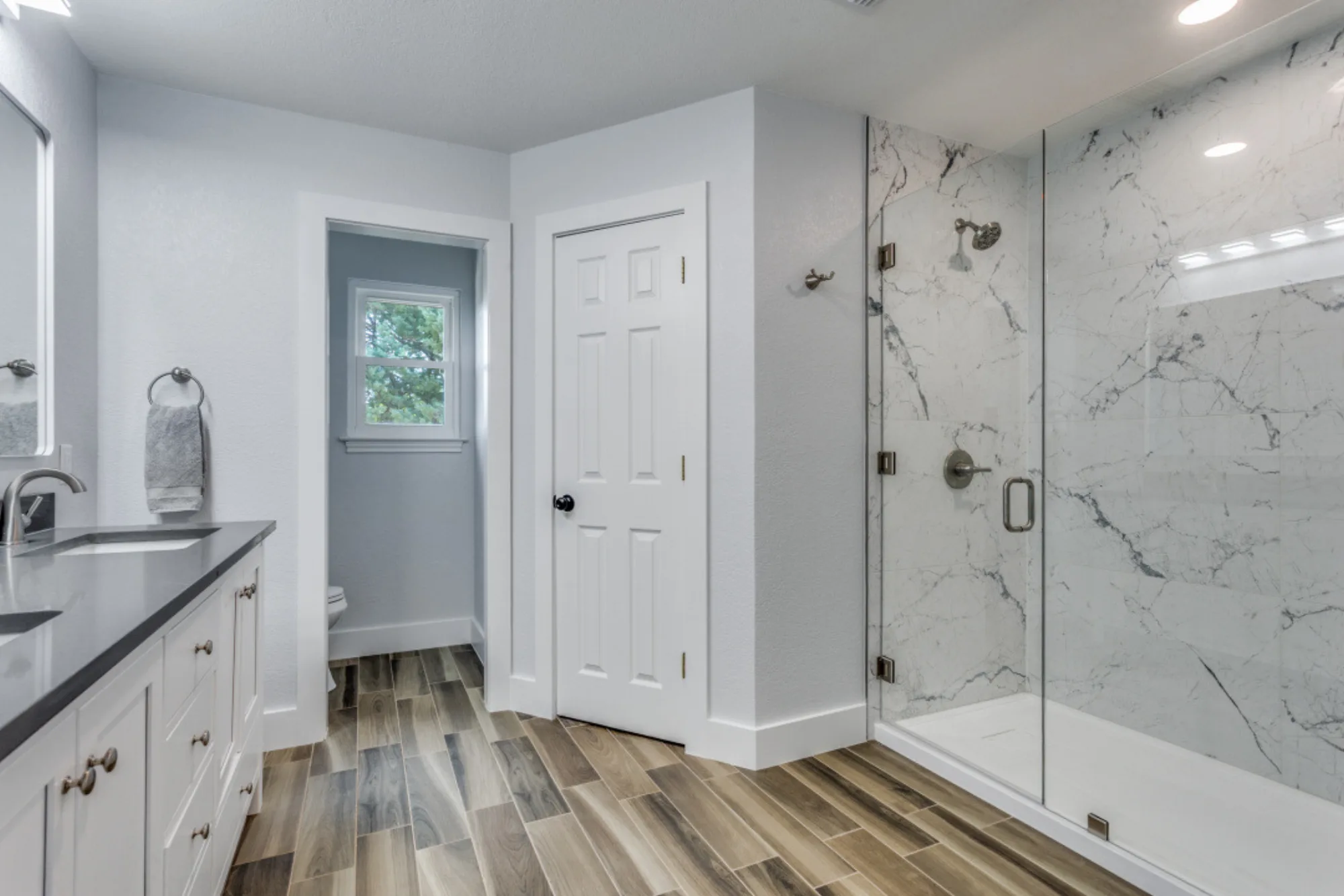 Updated bathroom finishes in the High Cliff Dr home renovation